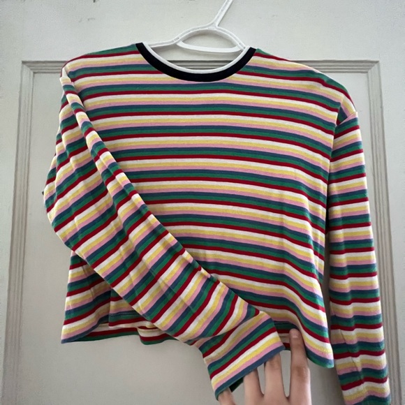 Long sleeve striped crop top! Love the rainbow colors. - Picture 2 of 2